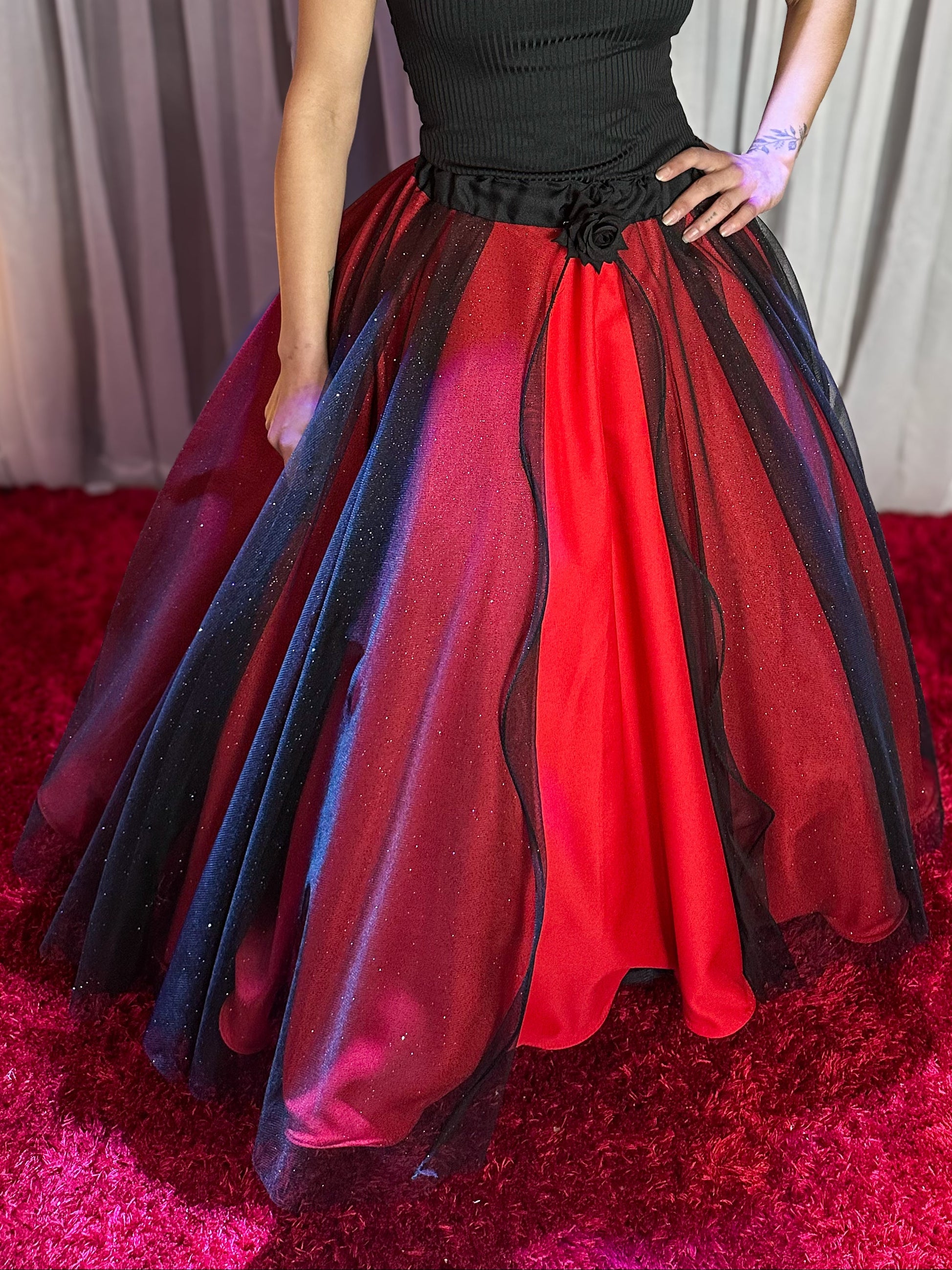 Saia de Brilho com Fenda - Vermelho