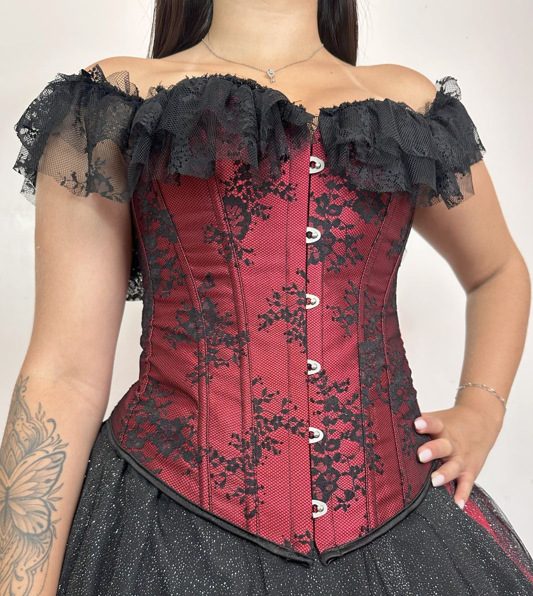 Corset Manga Curta - Vermelho