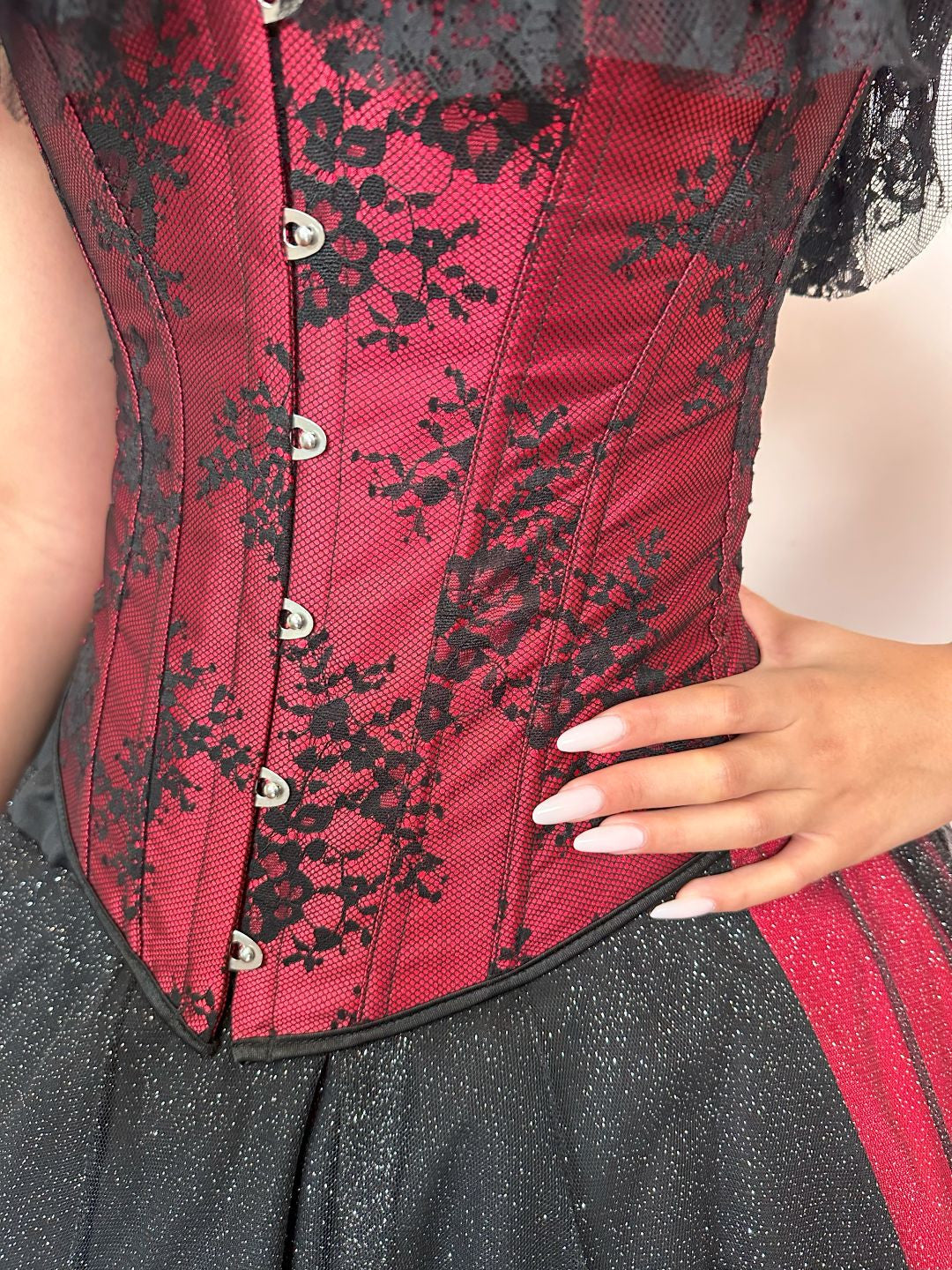 Corset Manga Curta - Vermelho