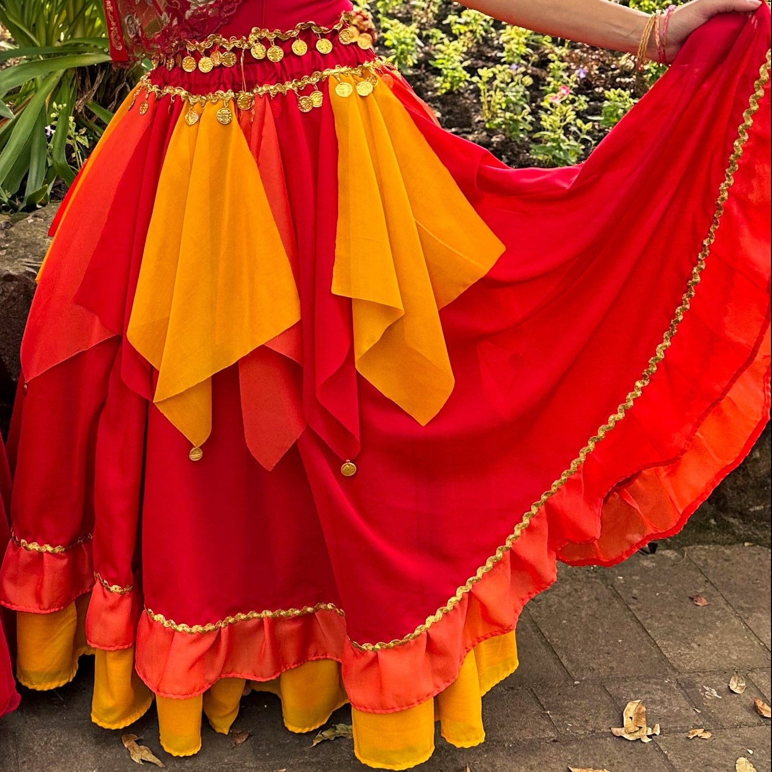Saia Dança dos Lenços - Vermelha, Laranja e Amarela