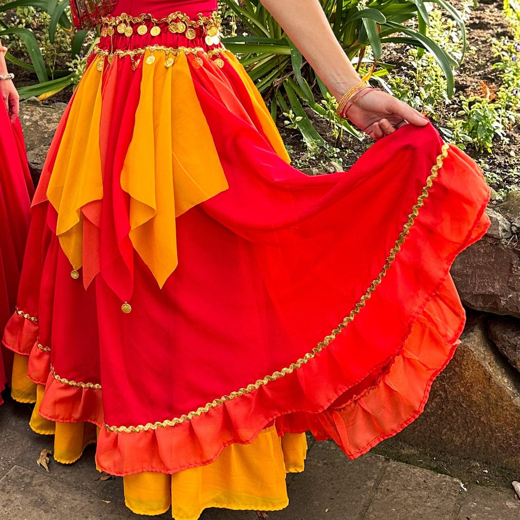 Saia Dança dos Lenços - Vermelha, Laranja e Amarela