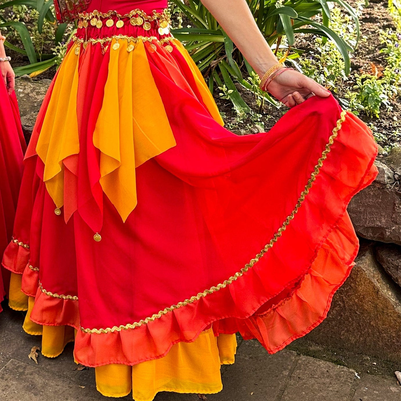 Saia Dança dos Lenços - Vermelha, Laranja e Amarela