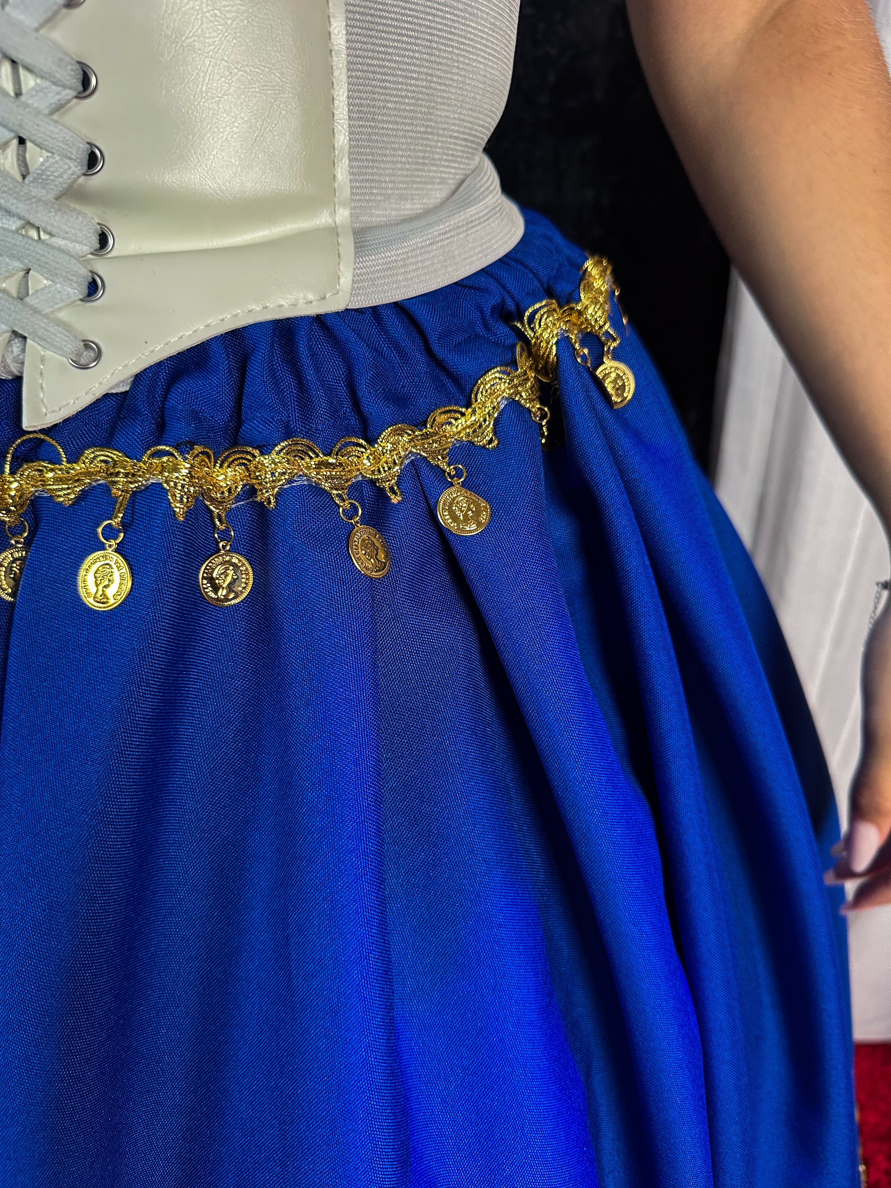 Saia Cigana com Moedas - Azul