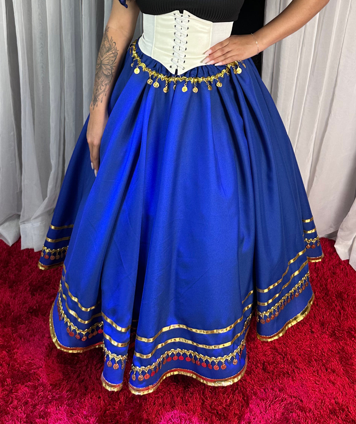 Saia Cigana com Moedas - Azul